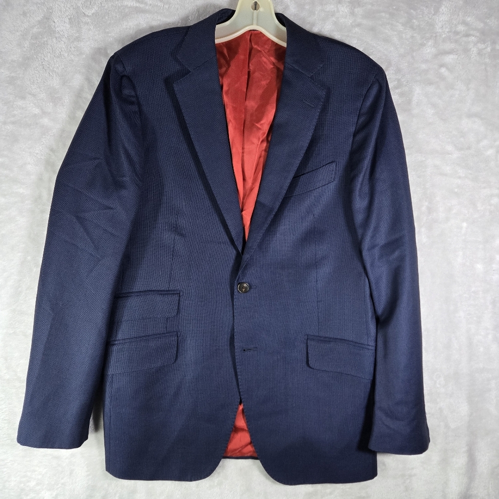 Suitsupply Blazer Mens 38R EU 48 Navy Blue Wool Red Lining Sienna Single Breast